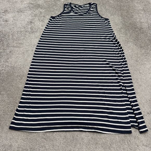 Pact Dresses & Skirts - Pact Tank Maxi Dress Women XL Navy Blue White Striped Organic Cotton Side Slit